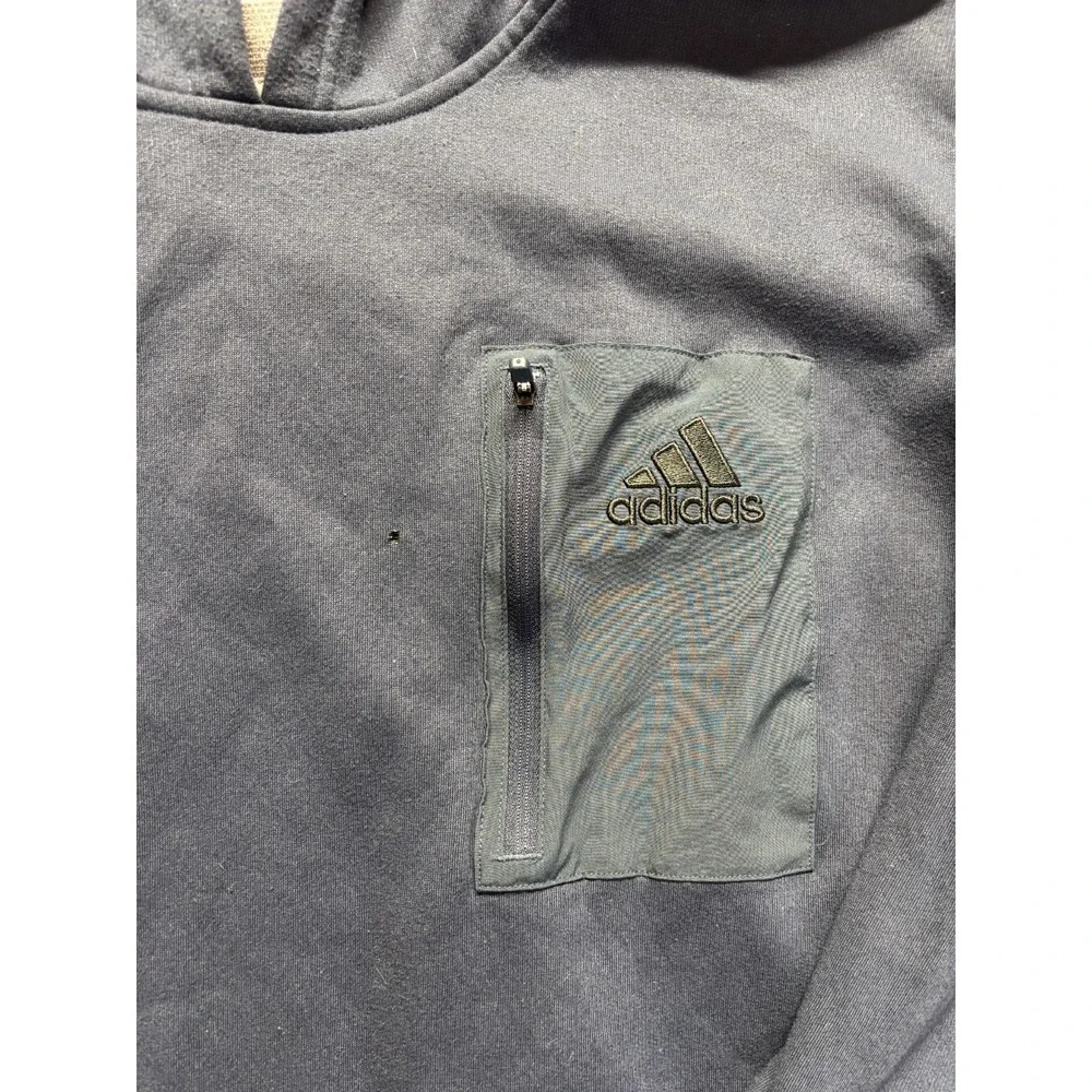 Adidas Hoodie Mens 2XL Navy‎ Blue Fleece Lined Embroidered Logo Gym Training